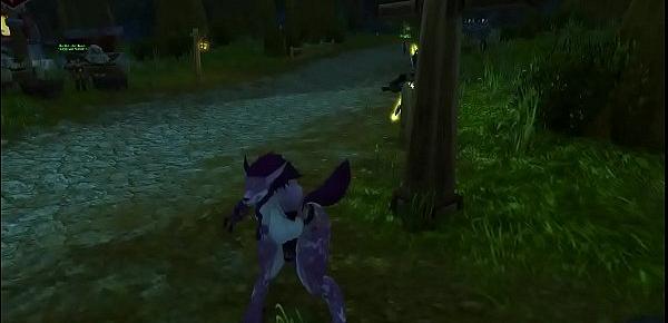  sperm coverd worgen trys to dance  in woods but draws a croud